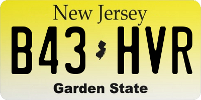 NJ license plate B43HVR
