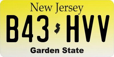 NJ license plate B43HVV