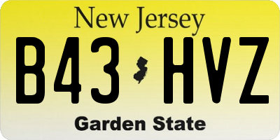 NJ license plate B43HVZ