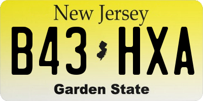 NJ license plate B43HXA