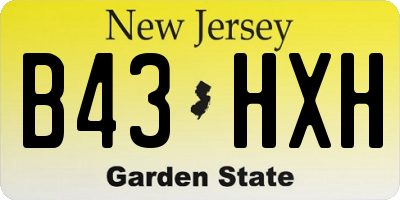 NJ license plate B43HXH