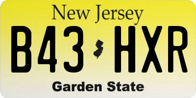 NJ license plate B43HXR