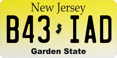 NJ license plate B43IAD