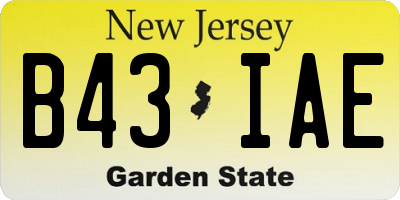 NJ license plate B43IAE
