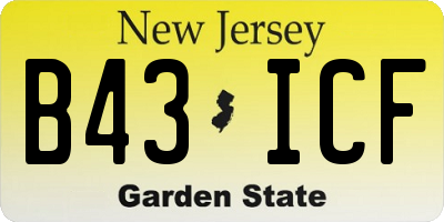NJ license plate B43ICF