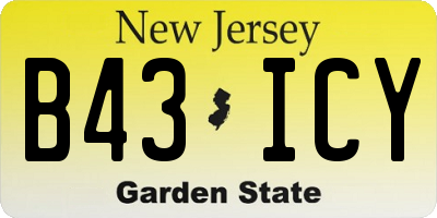 NJ license plate B43ICY