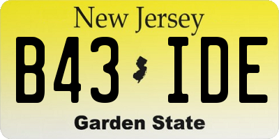 NJ license plate B43IDE