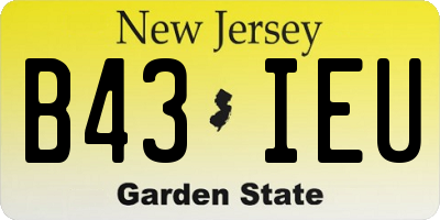 NJ license plate B43IEU