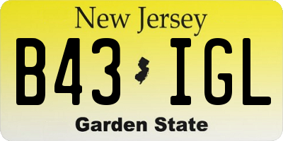 NJ license plate B43IGL