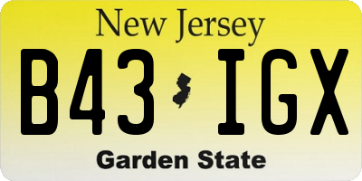 NJ license plate B43IGX