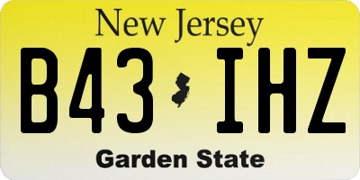NJ license plate B43IHZ