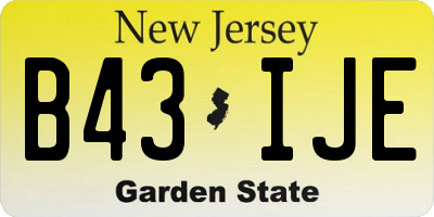 NJ license plate B43IJE