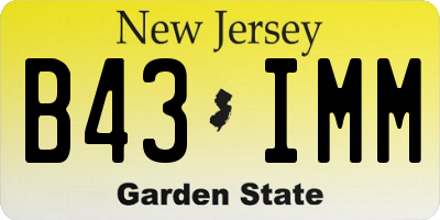 NJ license plate B43IMM