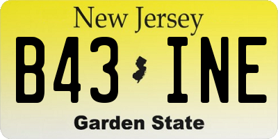 NJ license plate B43INE