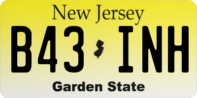 NJ license plate B43INH