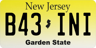 NJ license plate B43INI