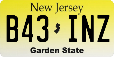 NJ license plate B43INZ
