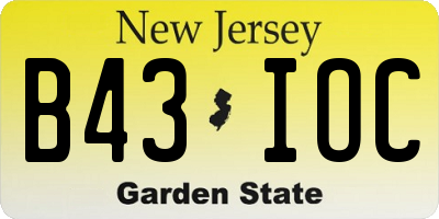 NJ license plate B43IOC
