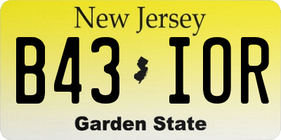 NJ license plate B43IOR