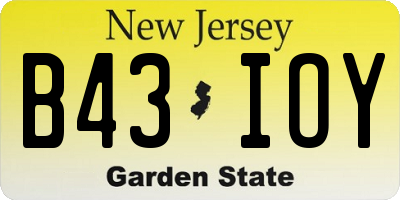 NJ license plate B43IOY