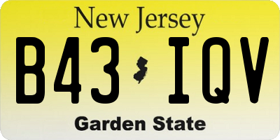 NJ license plate B43IQV
