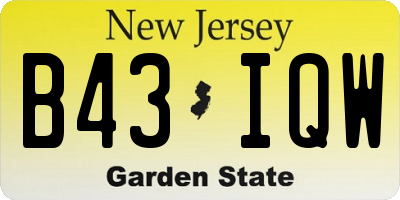 NJ license plate B43IQW