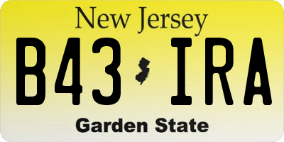 NJ license plate B43IRA