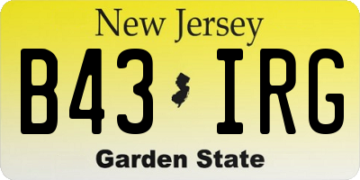 NJ license plate B43IRG