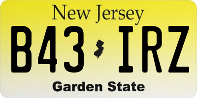 NJ license plate B43IRZ