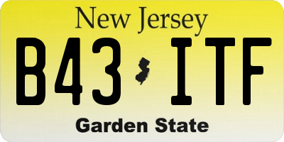 NJ license plate B43ITF