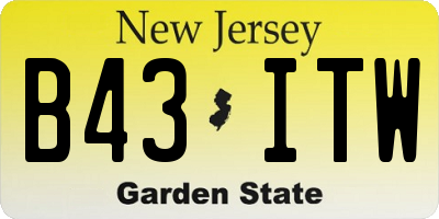 NJ license plate B43ITW