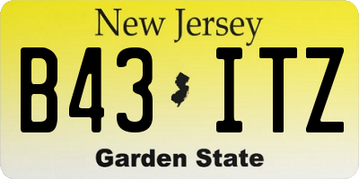 NJ license plate B43ITZ