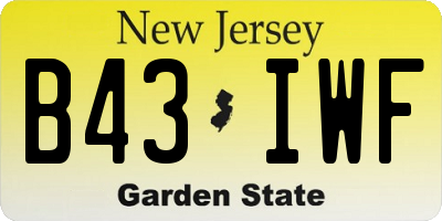 NJ license plate B43IWF