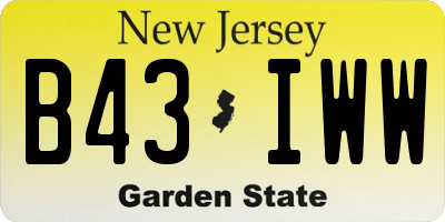 NJ license plate B43IWW