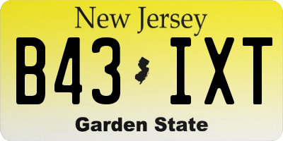 NJ license plate B43IXT