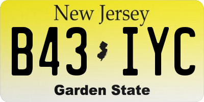 NJ license plate B43IYC