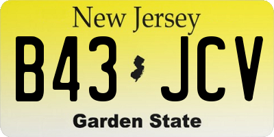 NJ license plate B43JCV