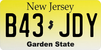 NJ license plate B43JDY