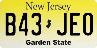 NJ license plate B43JEO