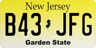 NJ license plate B43JFG