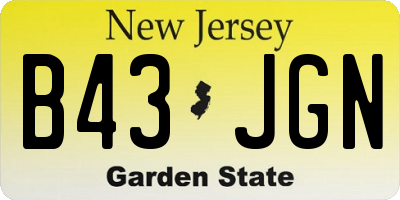 NJ license plate B43JGN