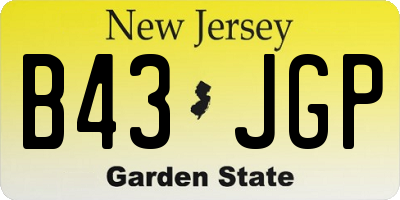 NJ license plate B43JGP