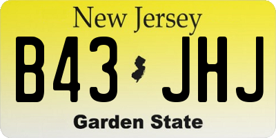 NJ license plate B43JHJ