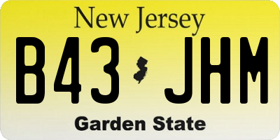NJ license plate B43JHM