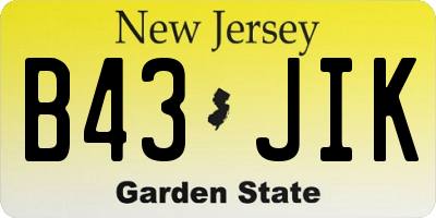 NJ license plate B43JIK