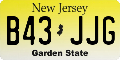 NJ license plate B43JJG