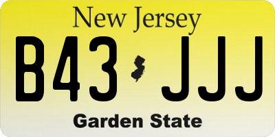 NJ license plate B43JJJ