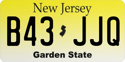 NJ license plate B43JJQ