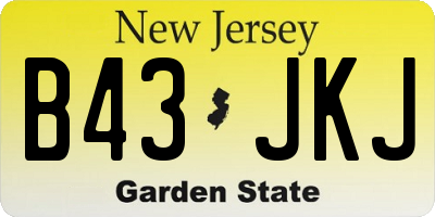 NJ license plate B43JKJ