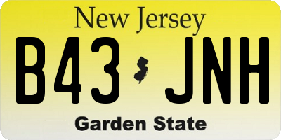NJ license plate B43JNH